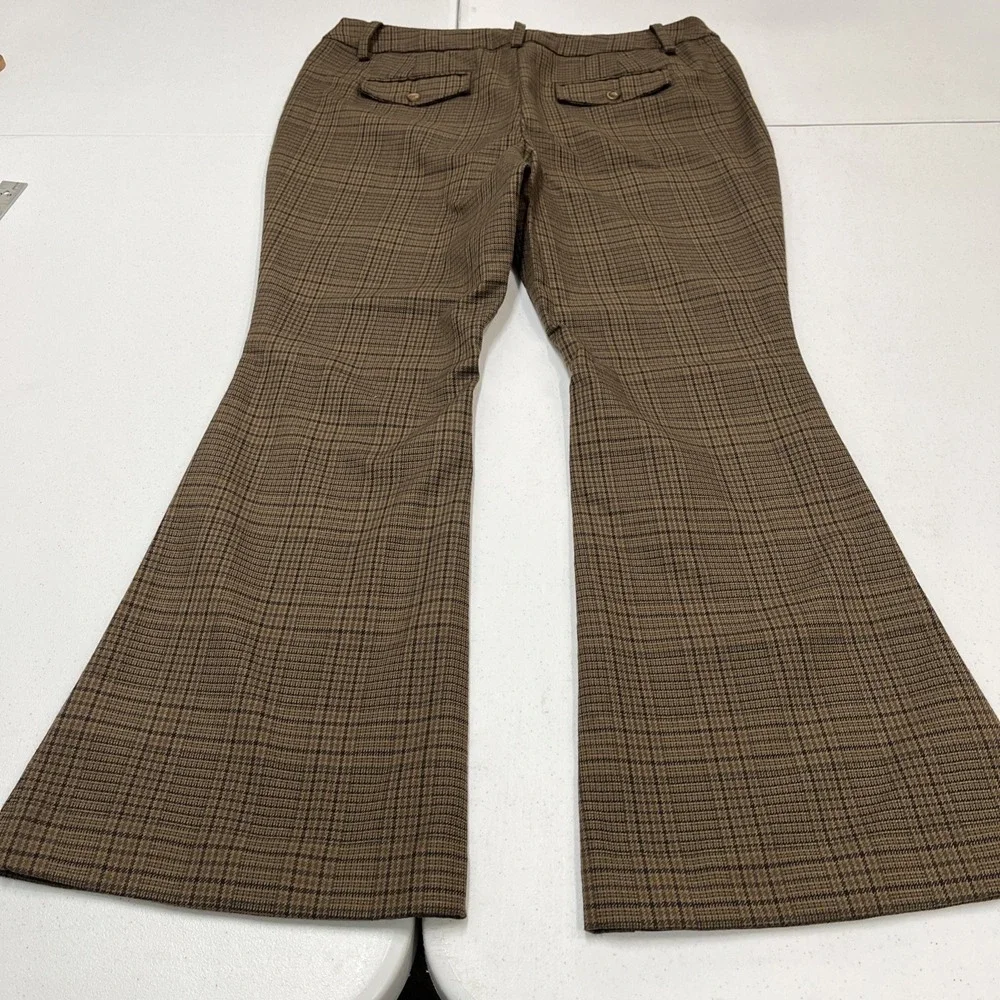 Urban Outfitters Pants Womens 16 Brown Plaid Wide Flare Leg Dark Academia Preppy